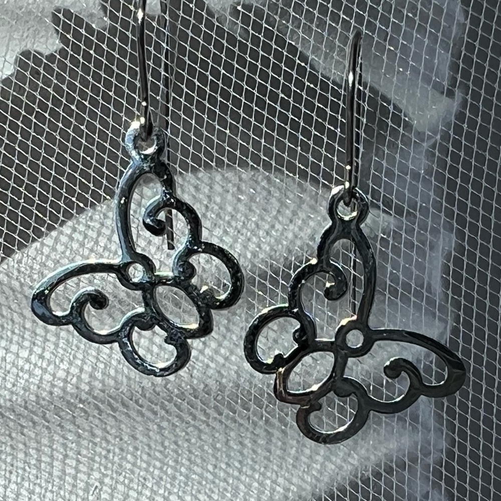Butterfly Earrings Stainless Steel - Picture 3 of 10